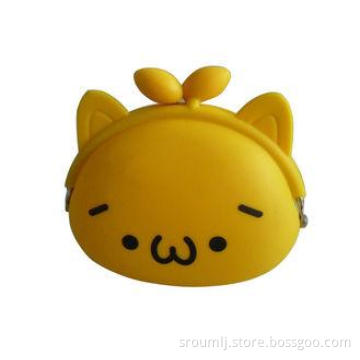 Yellow Customized Silicone Coin Purse with Kiss Clutch , Li